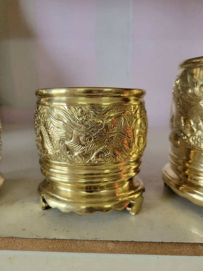 Bát Hương Đồng Cát Tút hoạ tiết Rồng Phượng